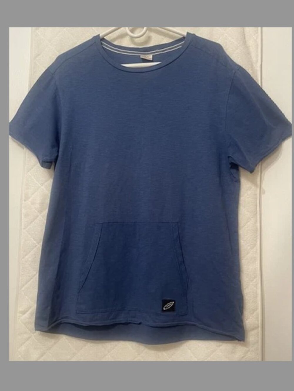 Zara boys kangaroo-style front pocket blue t-shirt cotton SZ 13-14 Years